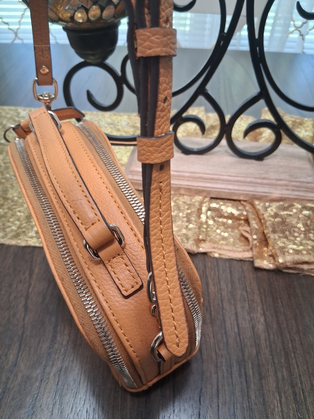 Dooney & Bourke Caramel Brown Pebbled Leather Crossbody - Picture 5 of 11